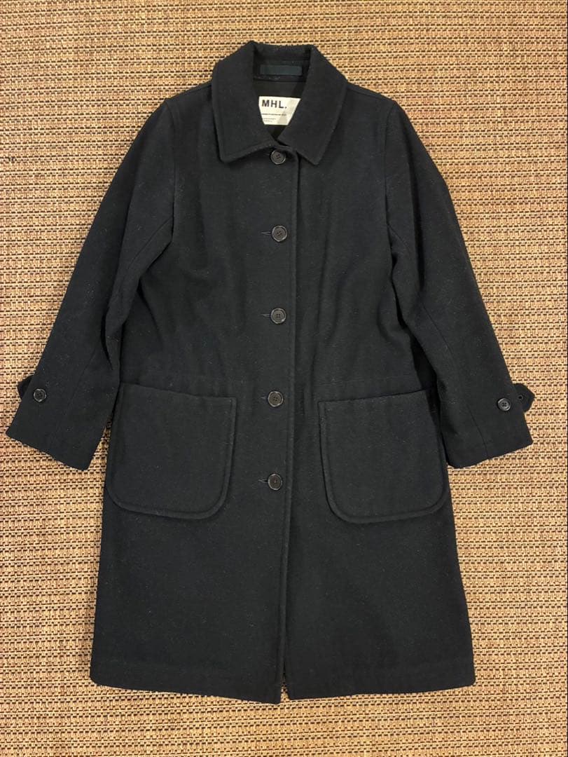 MHL. ウール　ステンカラーコート　ブラック　サイズⅠ