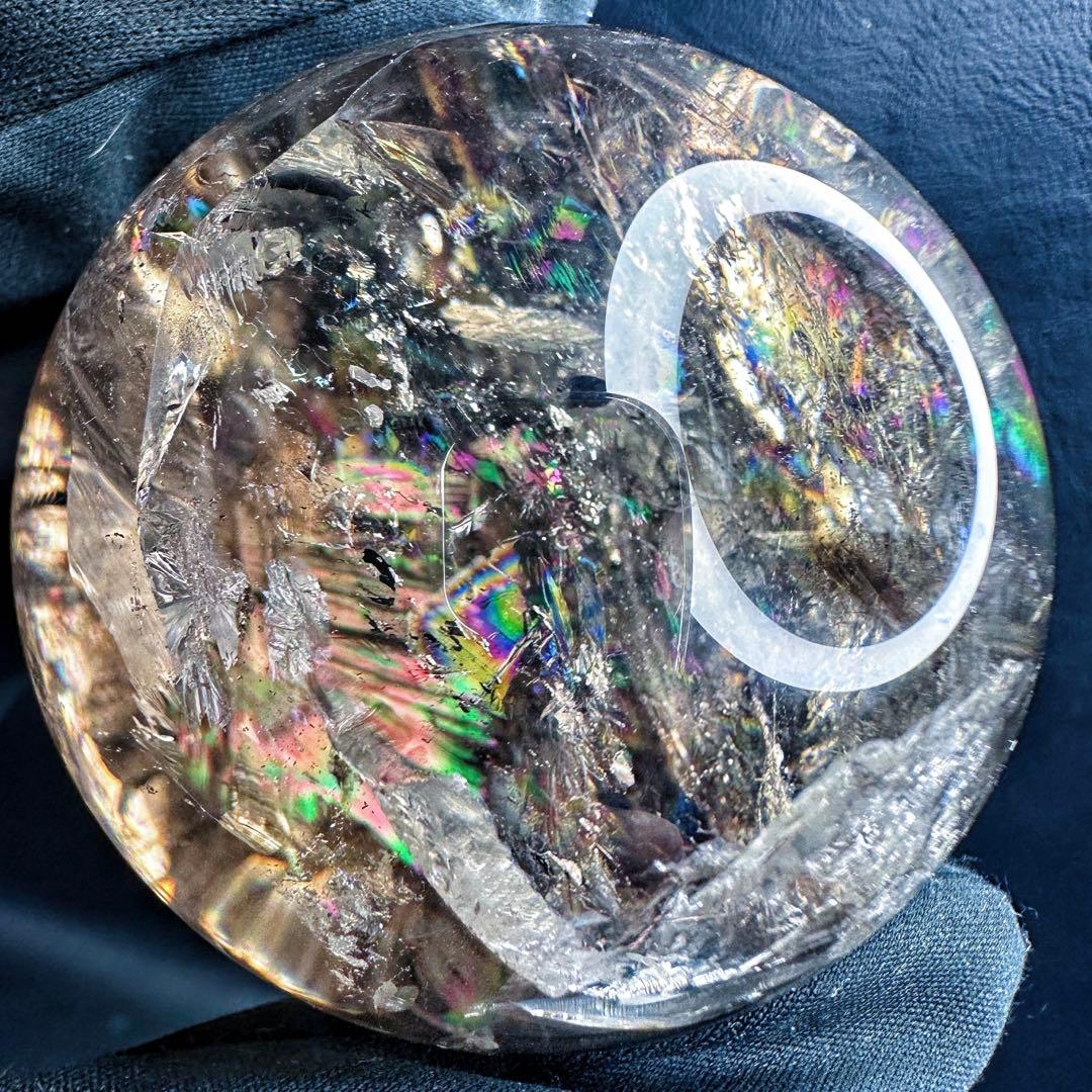 【開運·魔除 】別格高級品❗️レインボー☆スモーキークォーツスフィア丸玉A1388