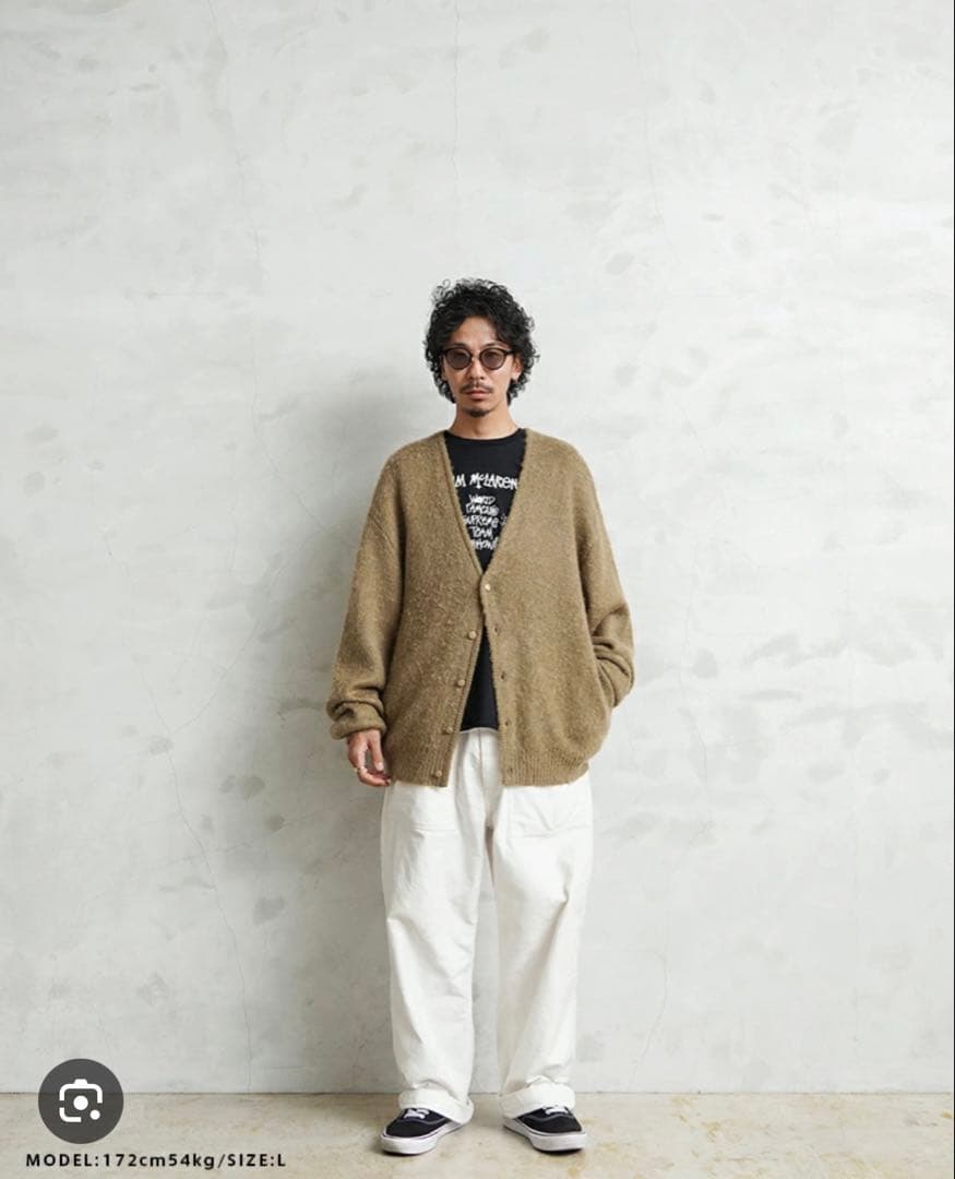 試着のみ　WAIPER モヘアニットカーディガン コヨーテ　Lサイズ