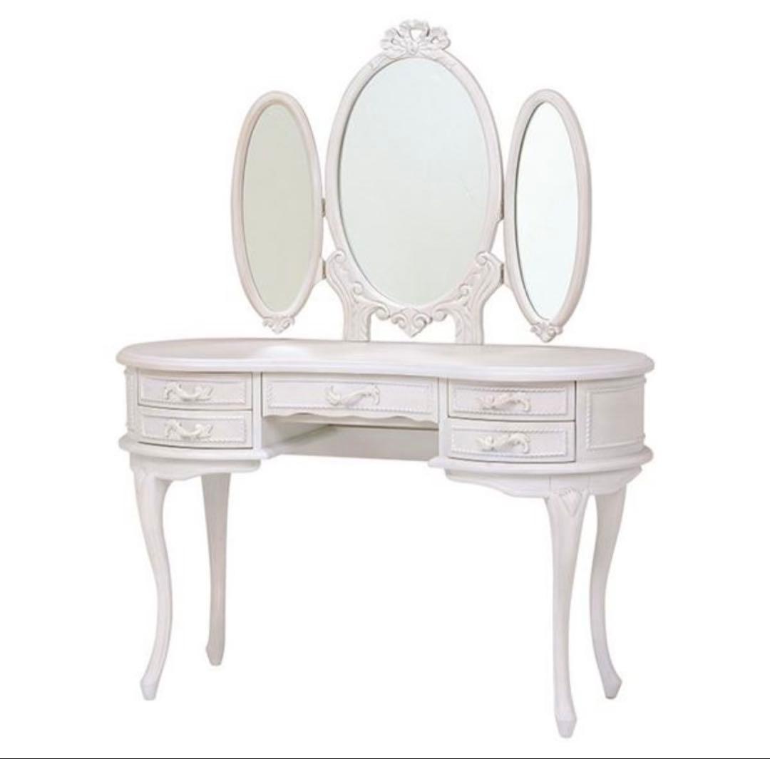 ホワイト アンティーク風 ドレッサー 約幅115cm 定価22万円