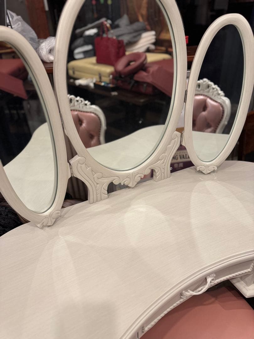 ホワイト アンティーク風 ドレッサー 約幅115cm 定価22万円