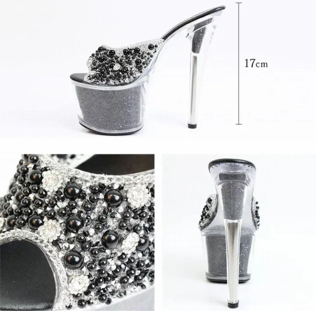 AngelR エンジェルアール シングルビジューラメ入りスケルトンハイヒール