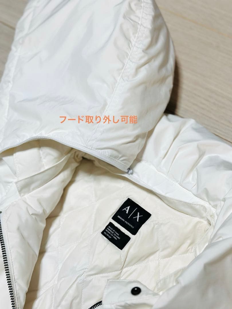 【アルマーニエクスチェンジ】ホワイトダウン フード付き 未使用