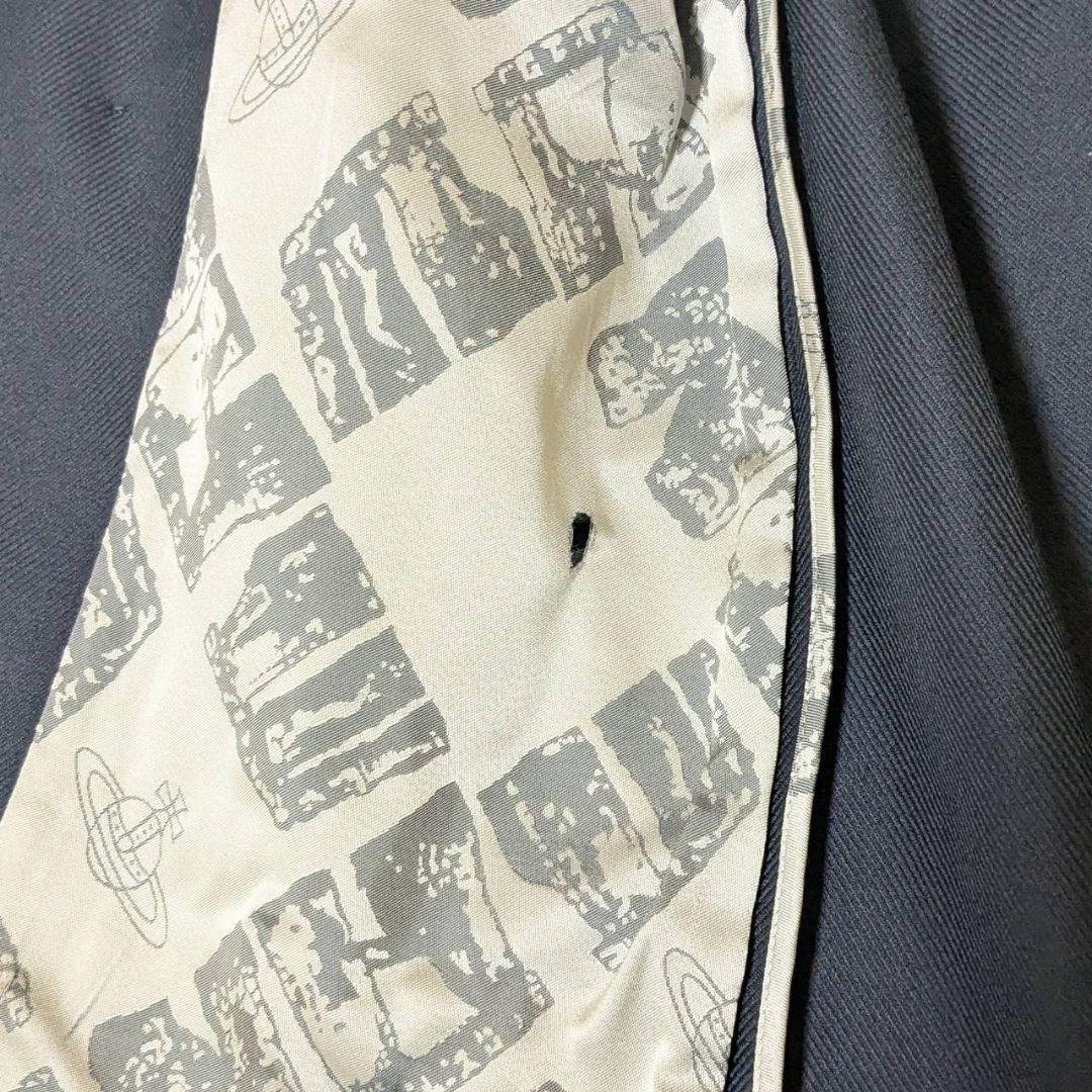 ヴィヴィアンウエストウッドマン 裏地オーブ総柄 トレンチコート ネイビー S