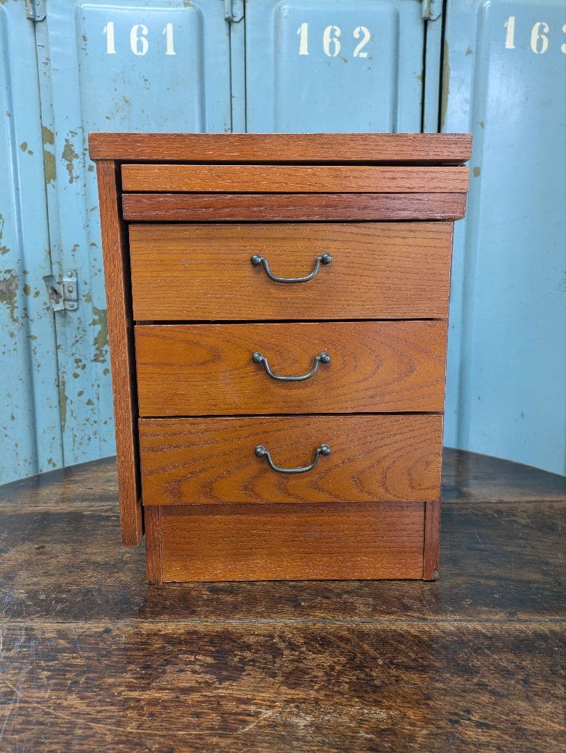 懐かしい昭和レトロ商品☆文机 折り畳み式テ ーブル 三段引き出し　和製家具