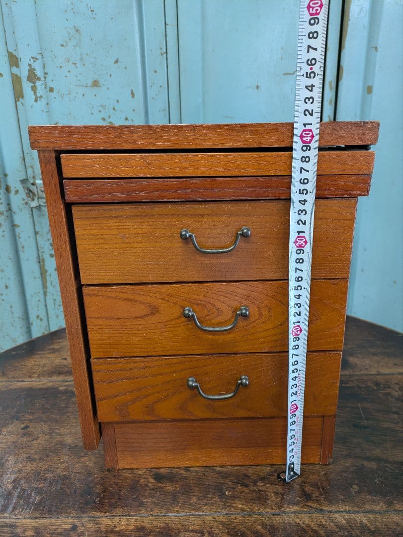 懐かしい昭和レトロ商品☆文机 折り畳み式テ ーブル 三段引き出し　和製家具