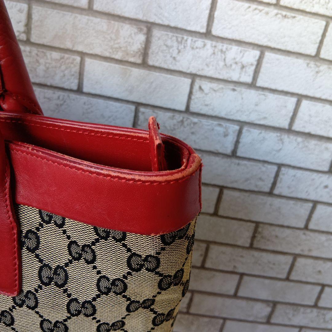 GUCCI グッチトートバッグ ベージュ/レッド