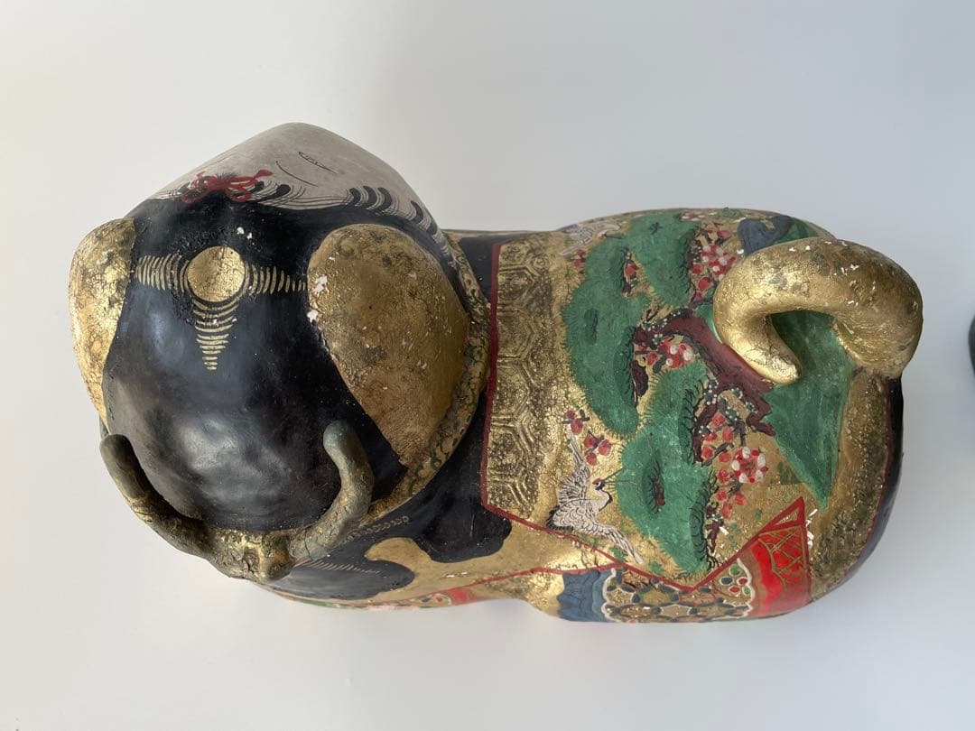 【江戸期】犬筥 一対 大型 24cm 彩色金彩 古美術 骨董品 有職飾り 希少品