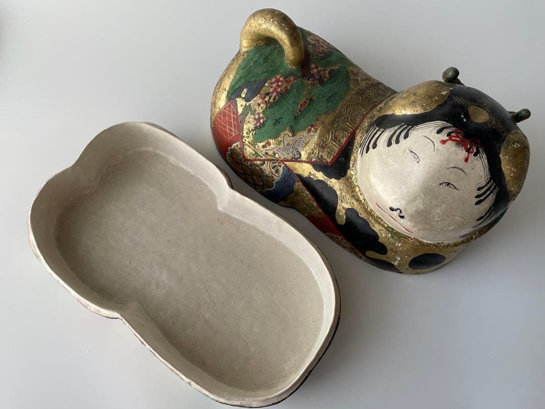 【江戸期】犬筥 一対 大型 24cm 彩色金彩 古美術 骨董品 有職飾り 希少品