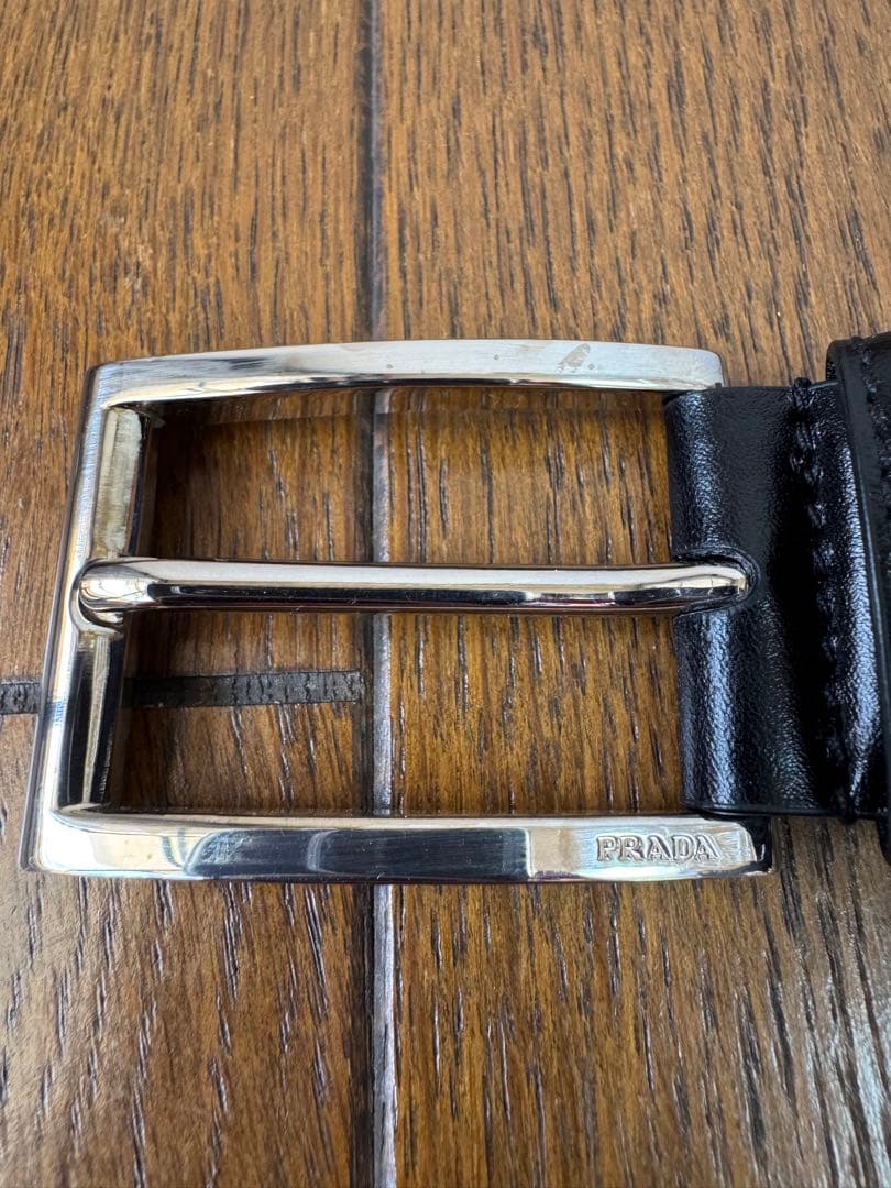 【未使用品】 PRADA メンズ レザーベルト ブラック サイズ80