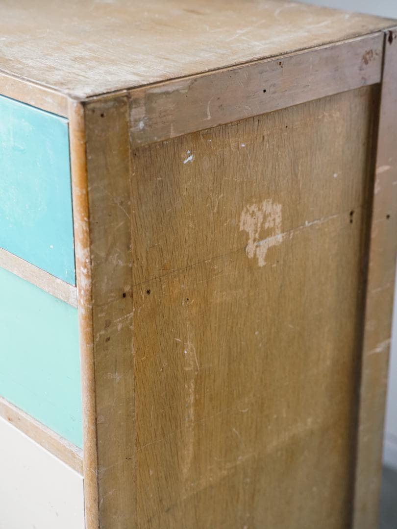 60-70's レトロポップ 古道具 木製 5段チェスト/収納 アンティーク