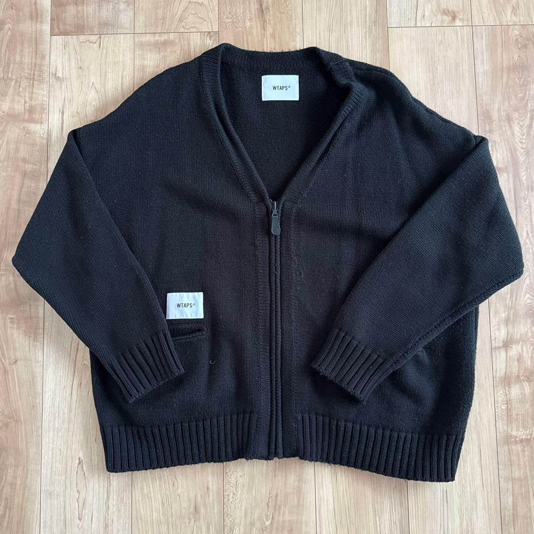 WTAPS ブラック ジップアップ カーディガン