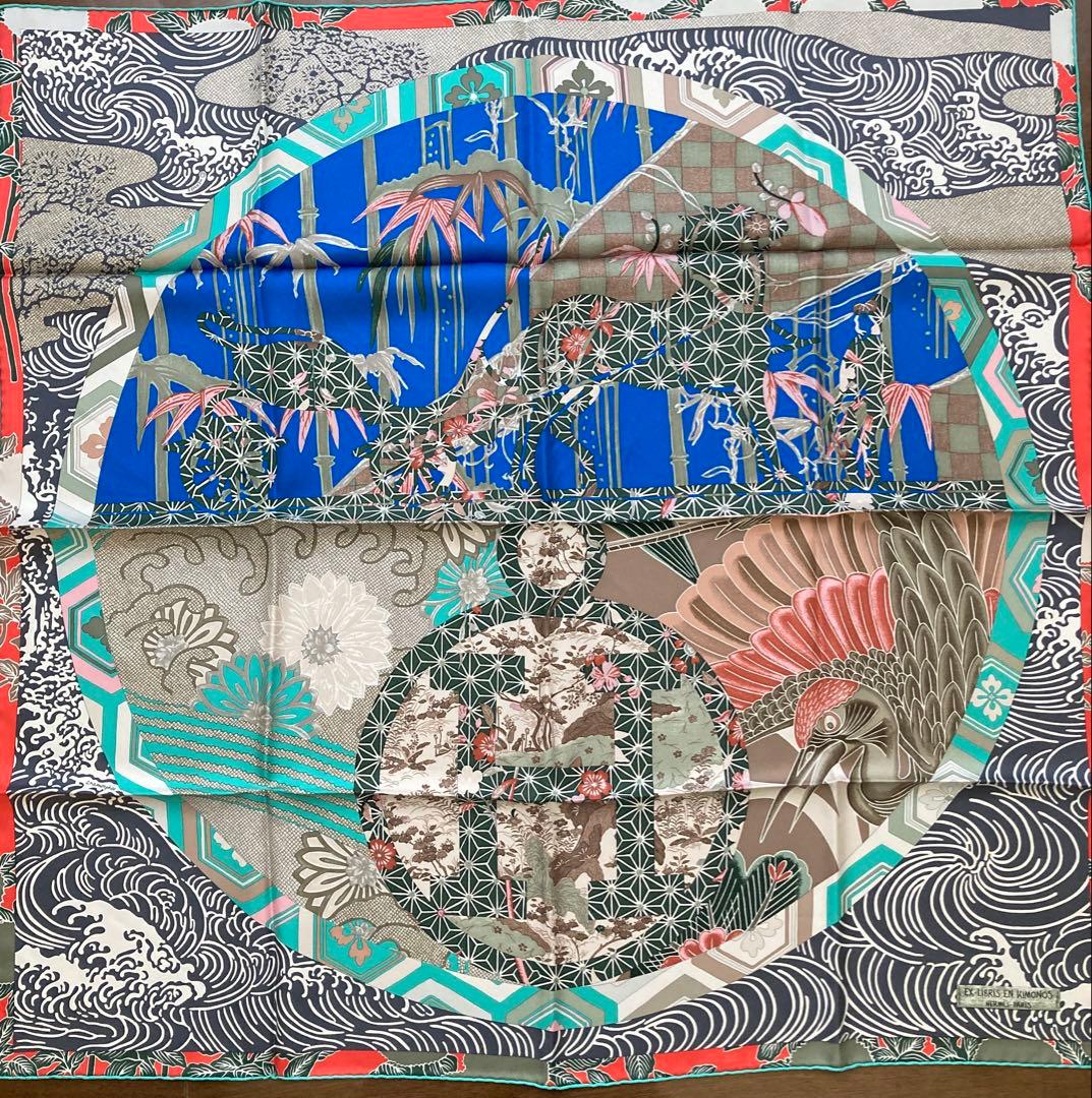 HERMES エルメス　スカーフ　カレ90 キモノ・エクスリブリス