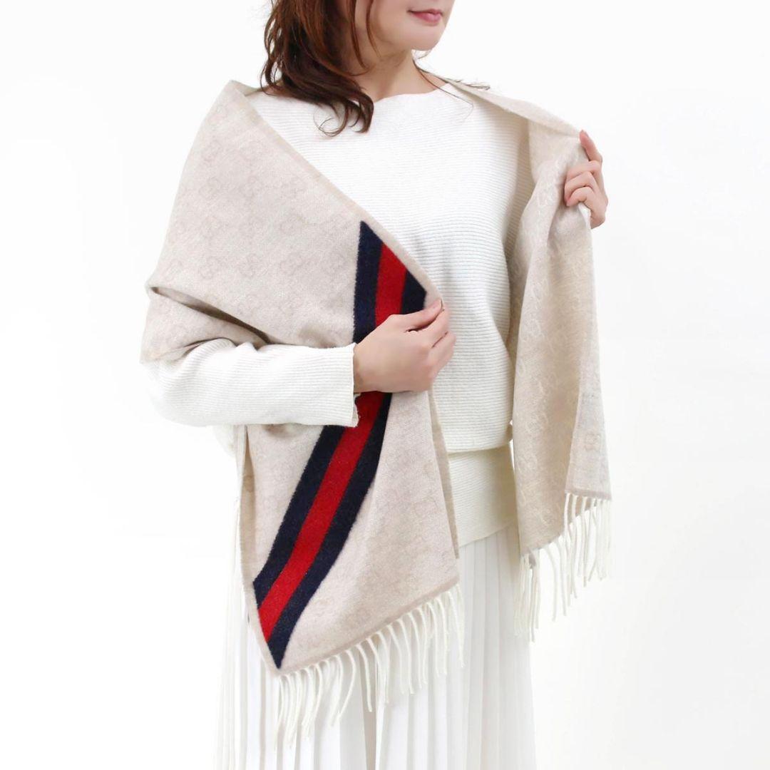 ❤新品箱袋付❤ GUCCI マフラー ストールショール スカーフ❤ネイビー❤