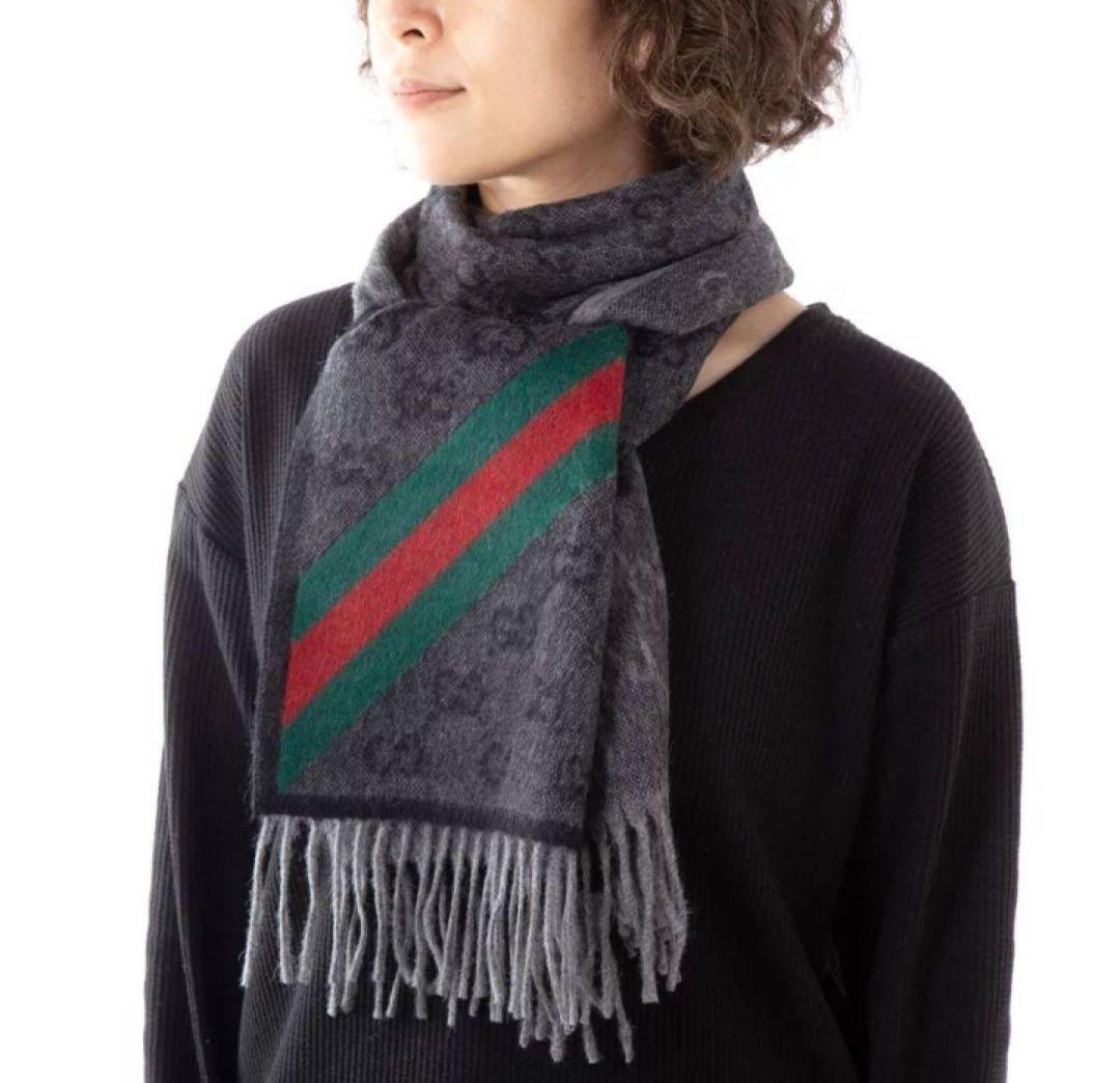 ❤新品箱袋付❤ GUCCI マフラー ストールショール スカーフ❤ネイビー❤