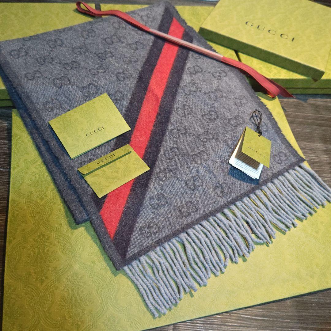 ❤新品箱袋付❤ GUCCI マフラー ストールショール スカーフ❤ネイビー❤