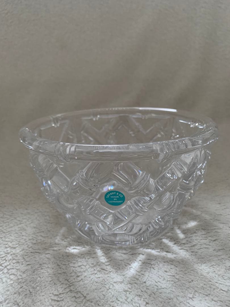 希少　未使用　ティファニーガラスボウル　竹柄　ヴィンテージ
