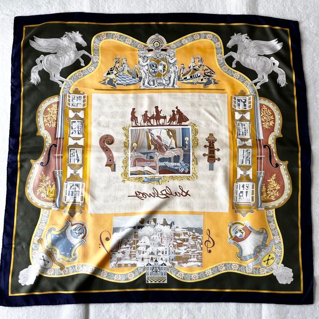 ★美品★エルメス　カレ90 ザルツブルグにて　スカーフ　シルク　バイオリン　音楽