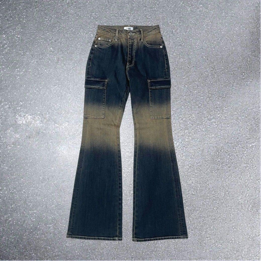 EVRIS　グラデーションフレアデニムパンツ　インディゴ　S