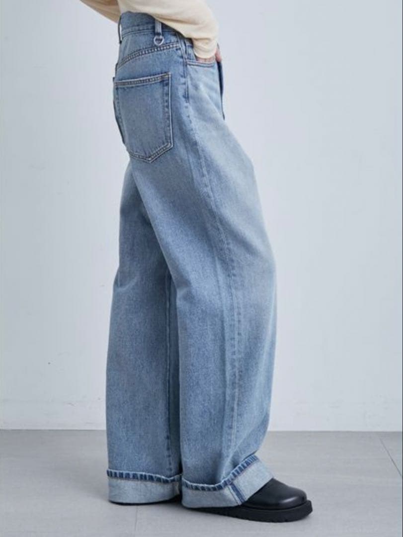 MIESROHE/ミースロエ 裾折り返しストレート美脚デニム