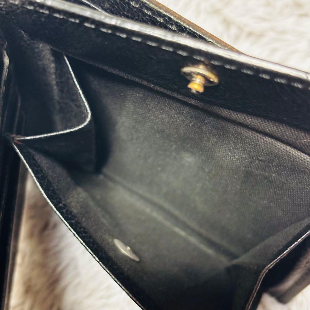 【良品】ヴィヴィアン・ウエストウッド オーブ　黒 レザー 二つ折り財布 型押し