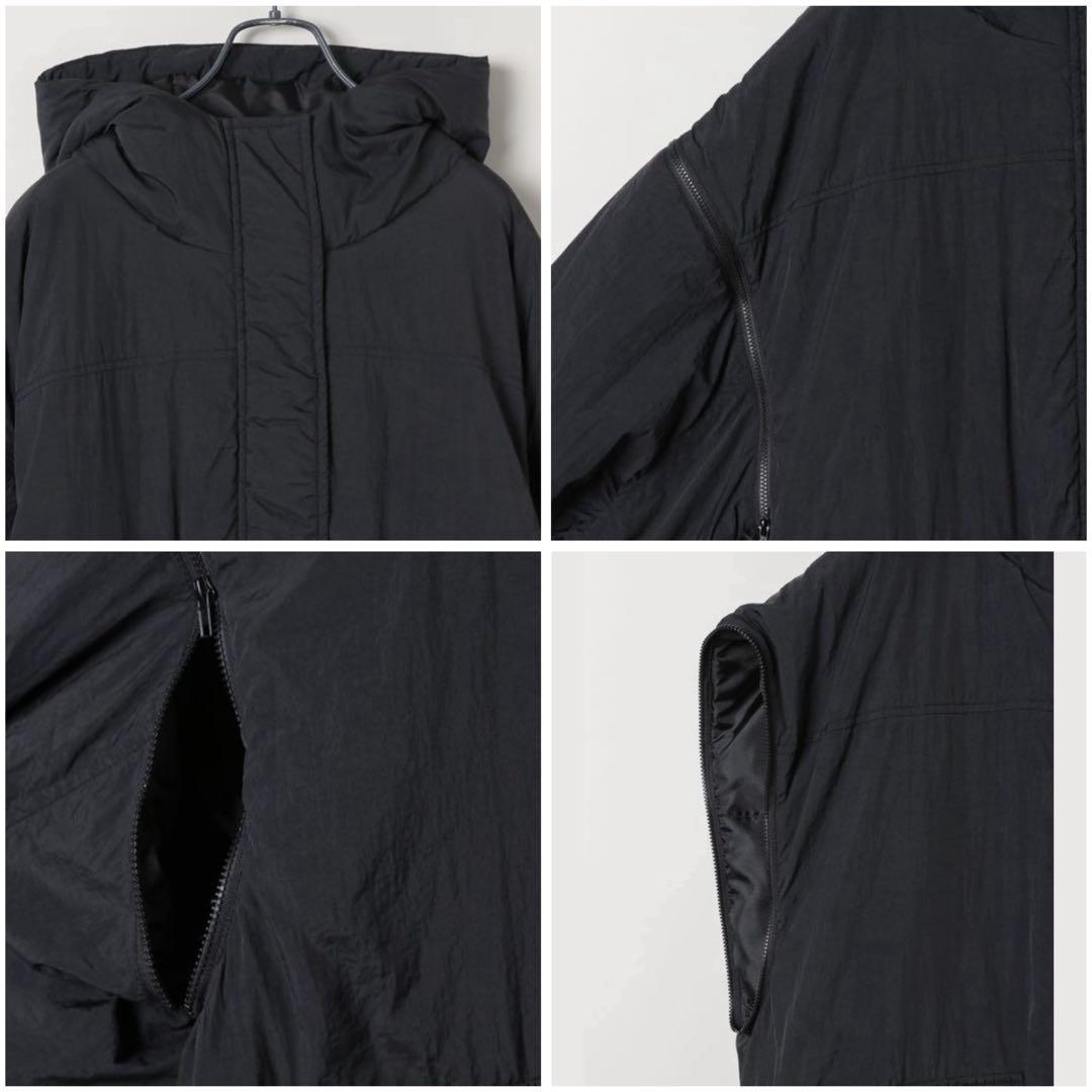 【タグ付き新品】ジーナシス★ソデ2WAYモンスターパーカーコート　ブラック　F