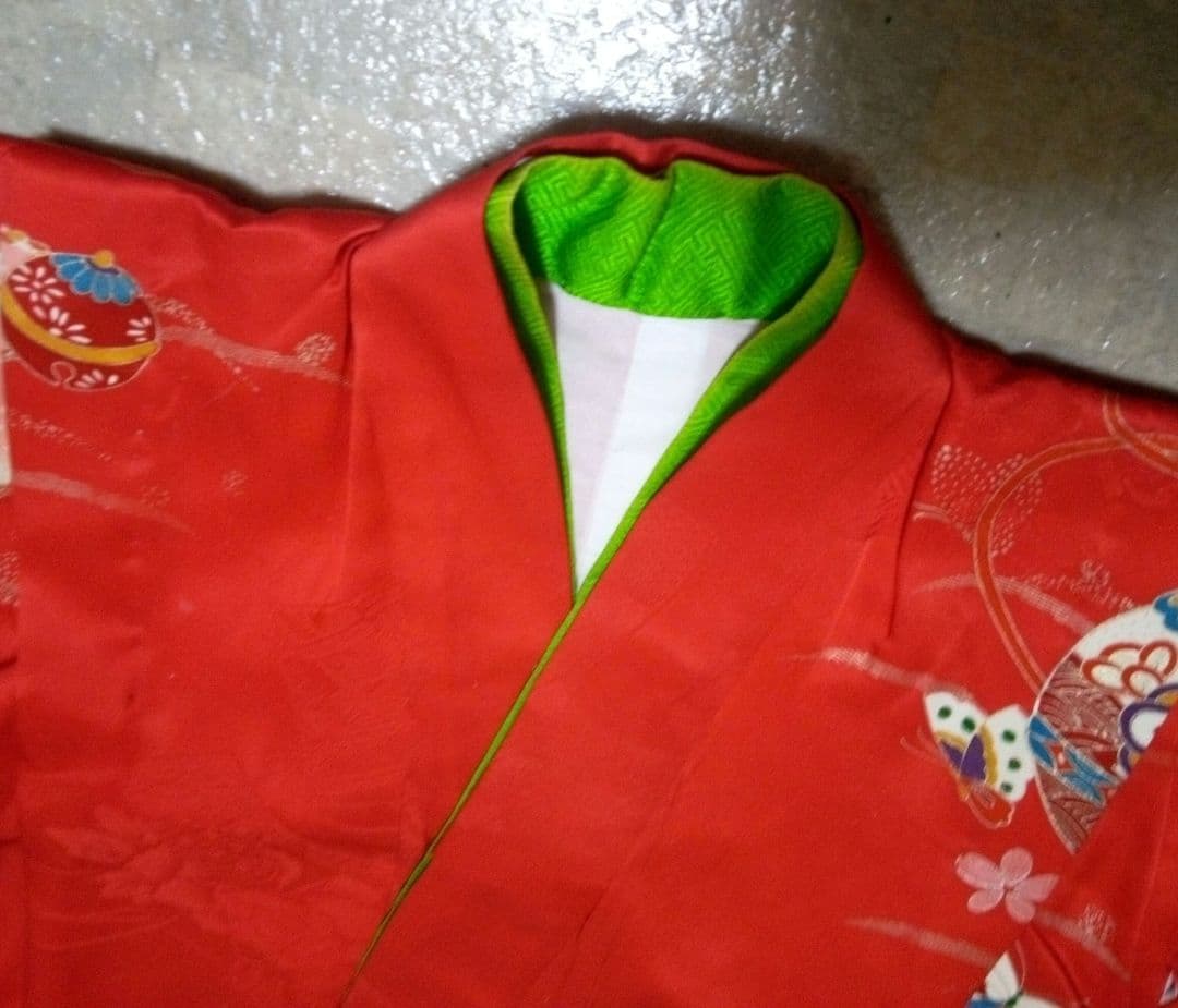 艶やか【七五三7歳～ハーフ成人式用】赤色振袖フルセット