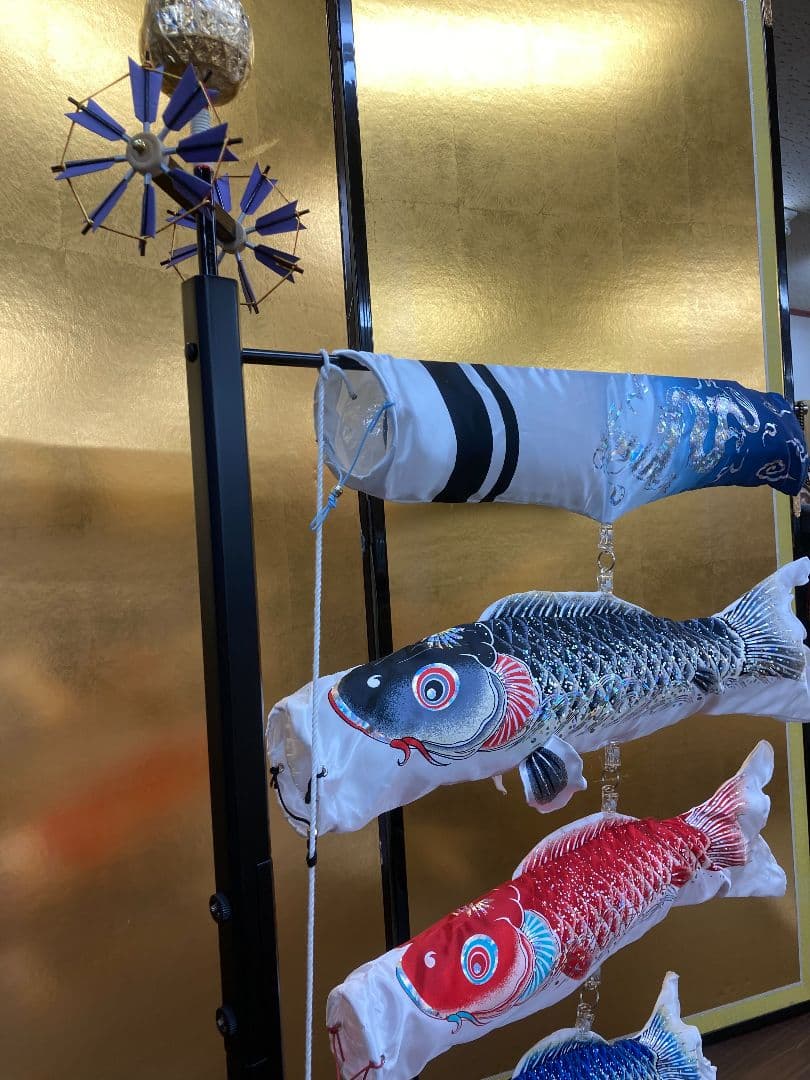 【展示品限り】鯉のぼり（室内用)　プチ座敷鯉物語　銀鱗セット　60cm