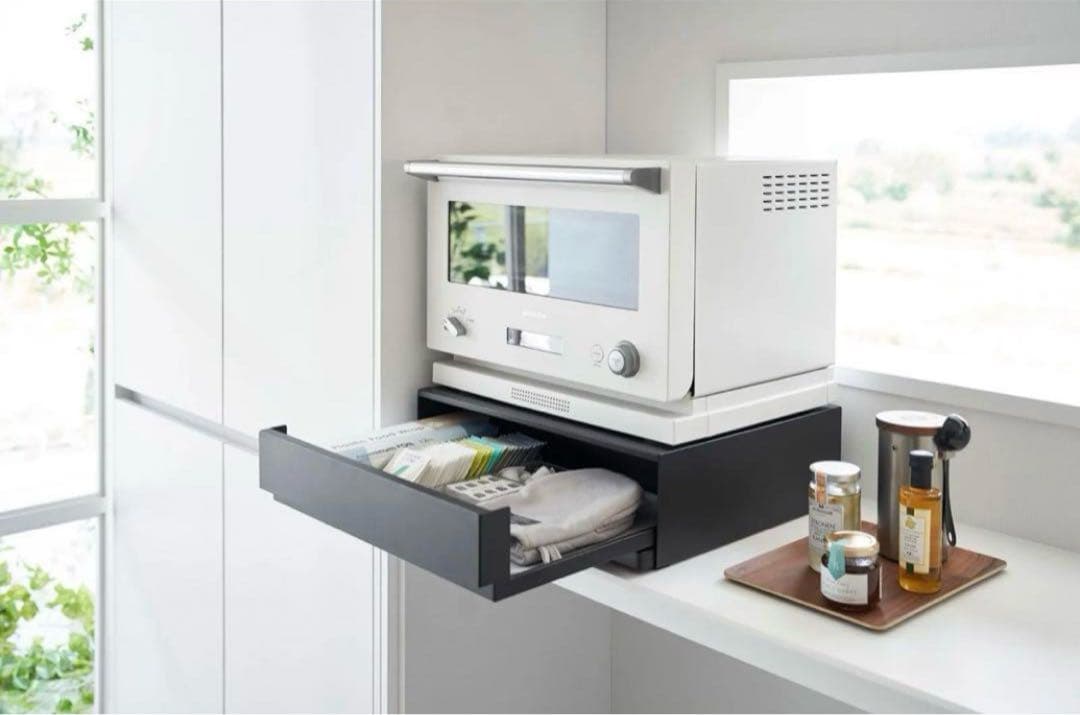 新品 山崎実業 tower 2way キッチン家電下引き出し＆スライドテーブル