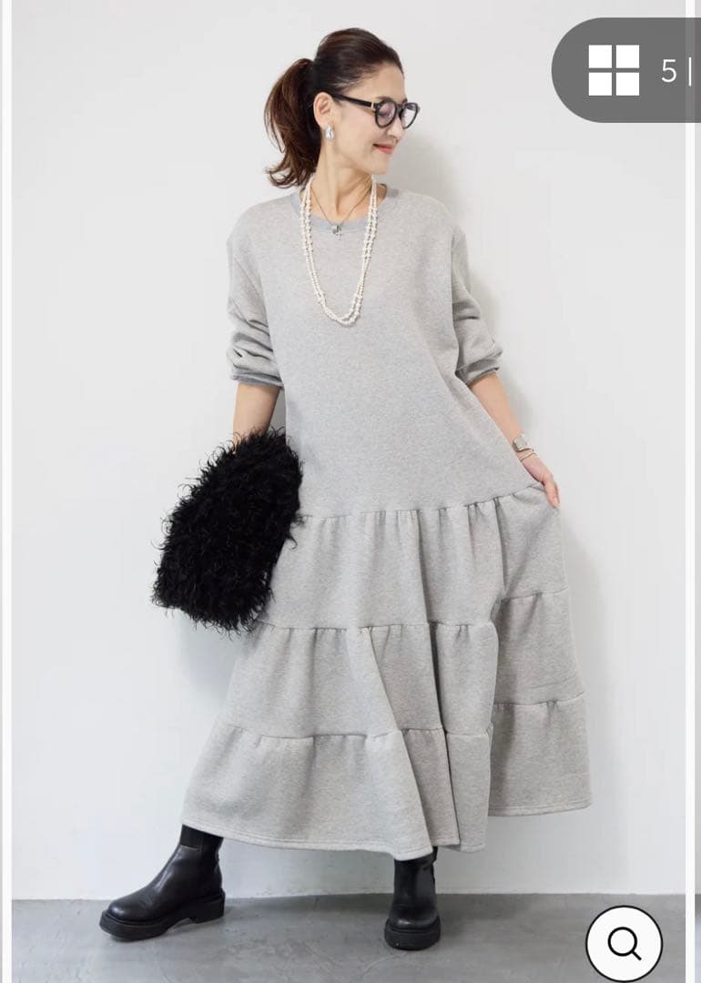 ティアードスウェットワンピース (グレー/ブラック)2点セット