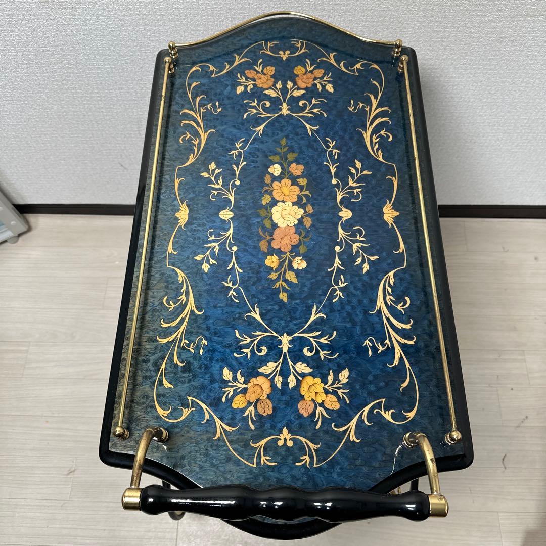 キッチンワゴン イタリア製 象嵌 高級 ワゴンテーブル ワインラック i1※