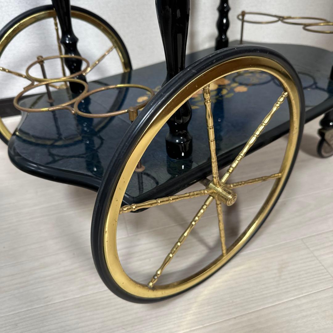 キッチンワゴン イタリア製 象嵌 高級 ワゴンテーブル ワインラック i1※