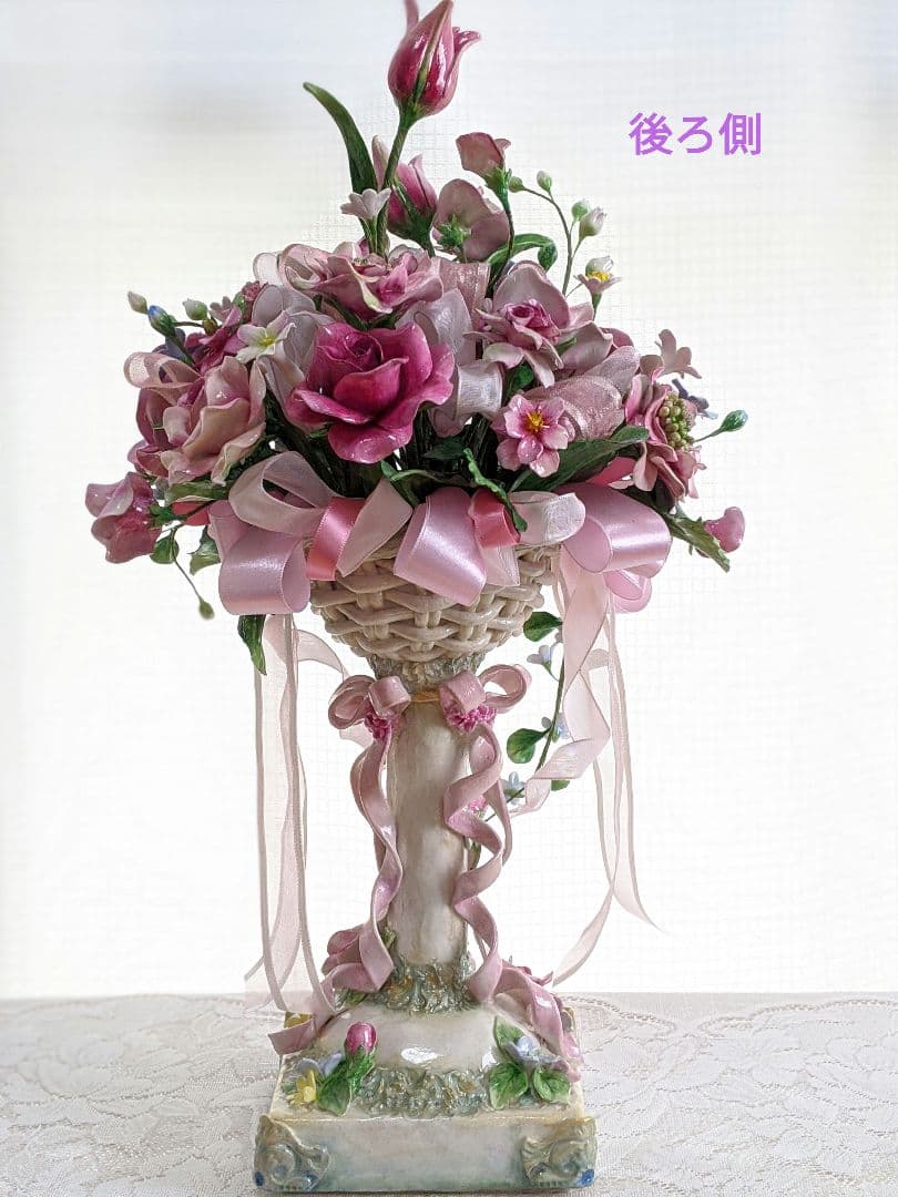 クレイフラワー♡ロココ調薔薇のフラワーアレンジメント♡ハンドメイド