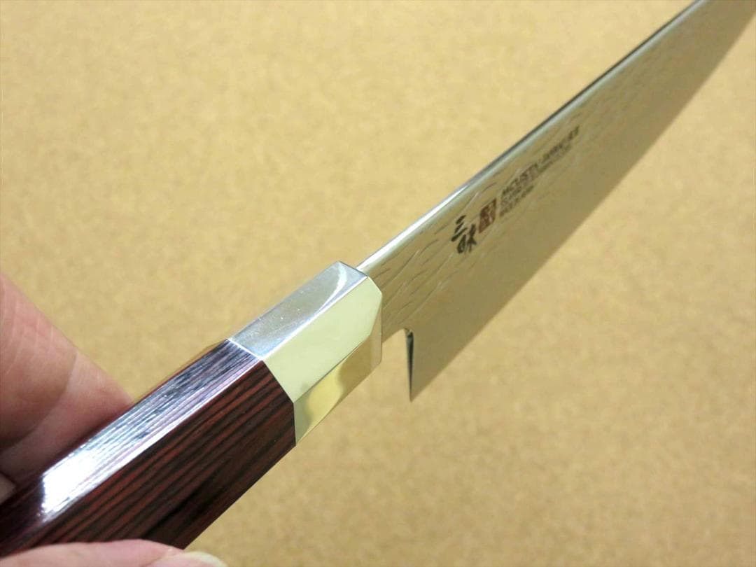 関の刃物 牛刀 180mm 三昧 波目 ダマスカス33層 両刃万能 包丁 肉切り