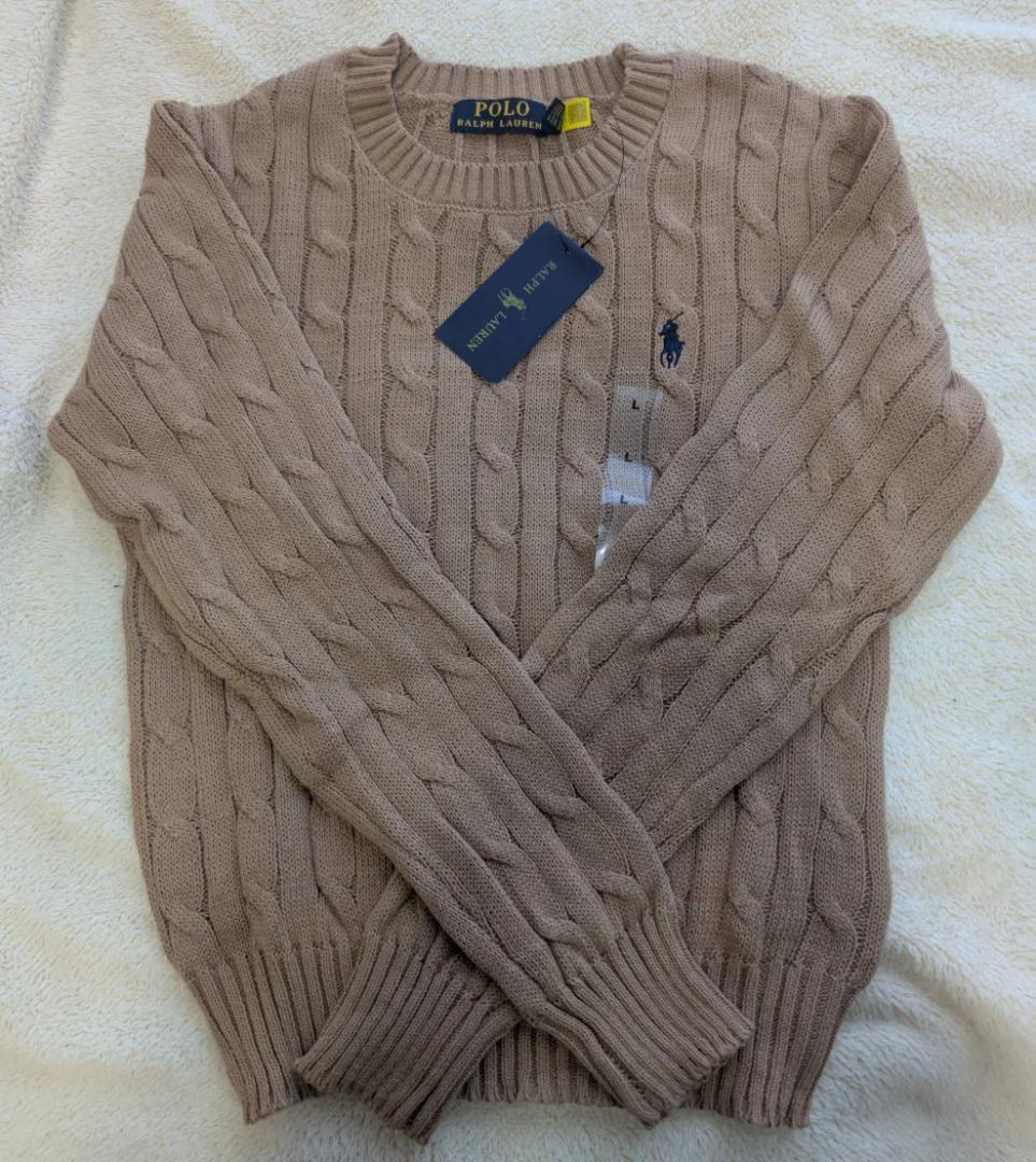 PoloRalphLaurenポロラルフローレン ケーブル編セーター綿キャメル