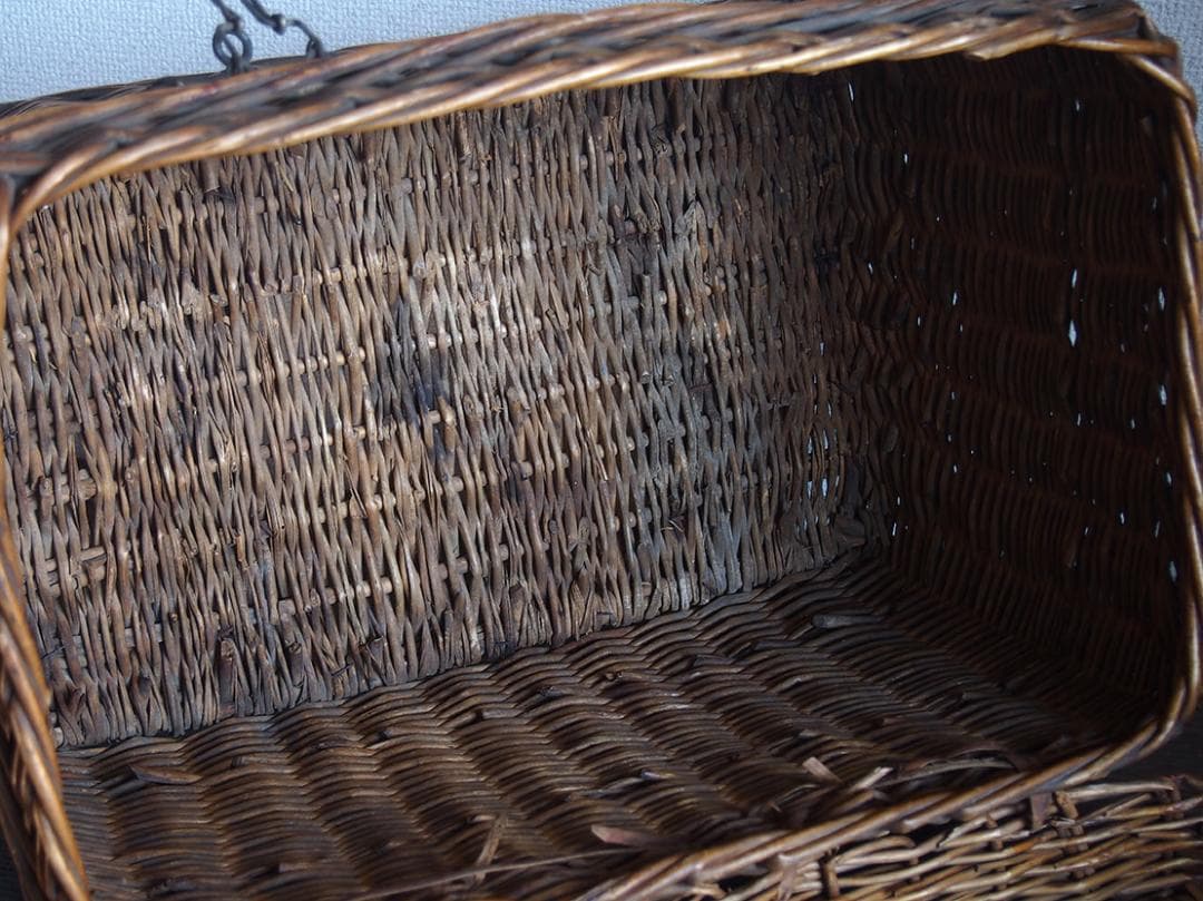 古いバスケット パニエ トランク ピクニック 旅行鞄 収納 欧州/K366