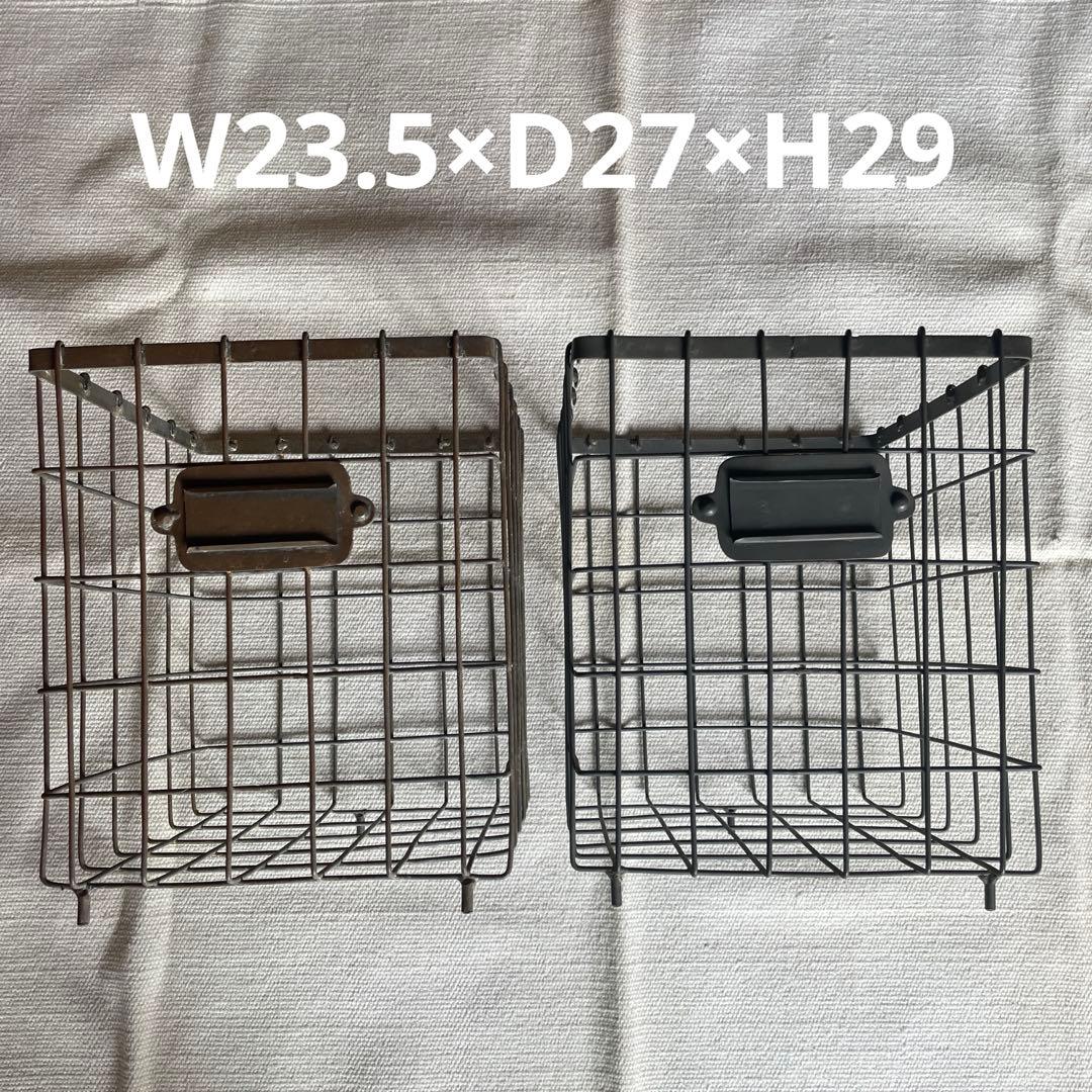 アイアンカゴ　正方形　四角　籠　ワイヤー　シャビー　メッシュ　2個セット