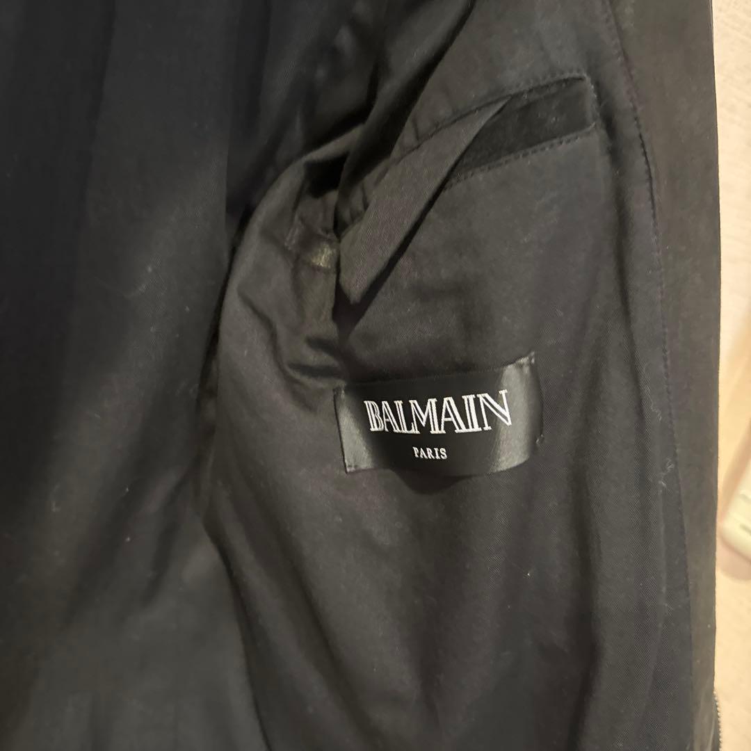 BALMAIN HOMME ブラックスエードフード付きジャケット