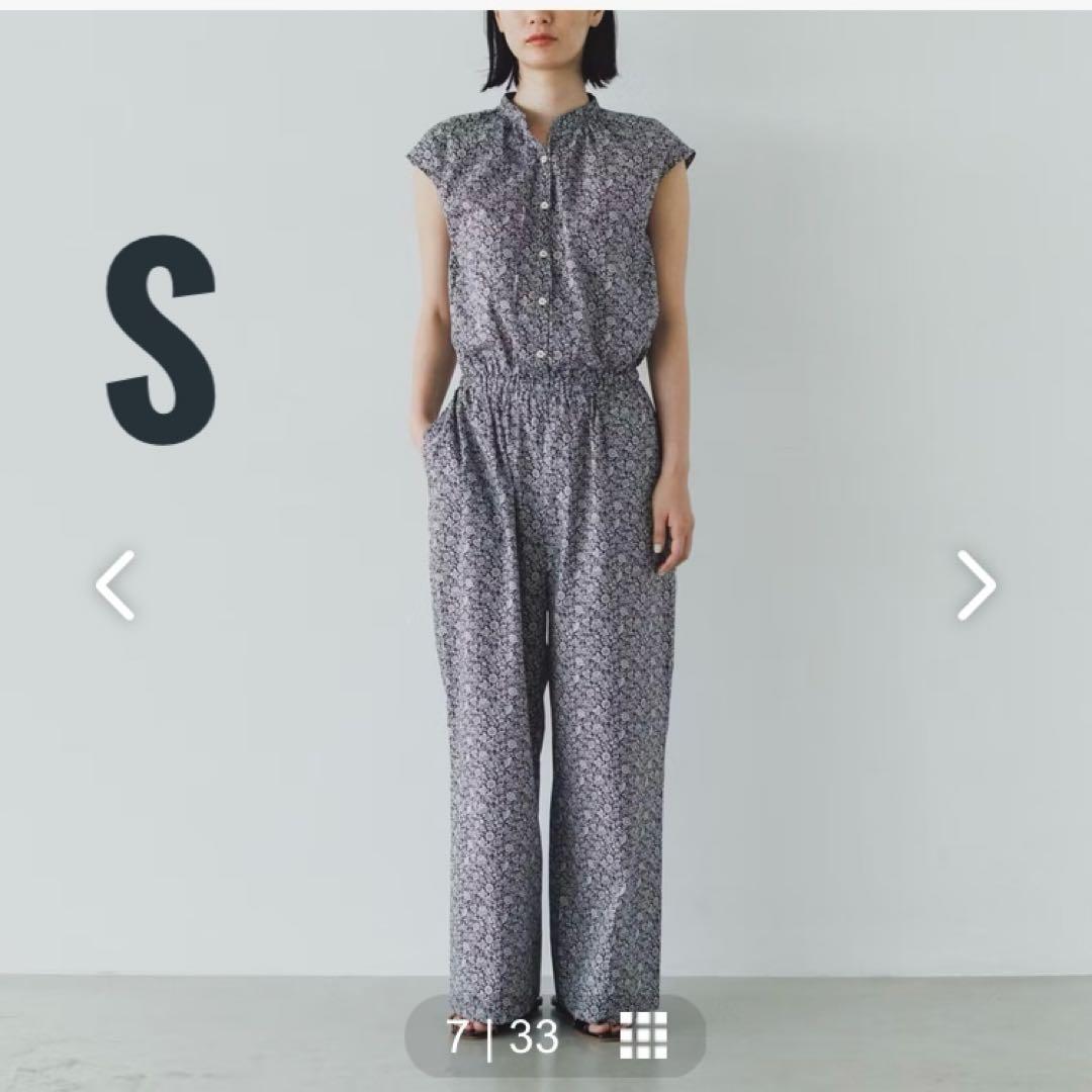 北欧暮らしの道具店 リバティプリント オールインワン ブラック ホワイト S