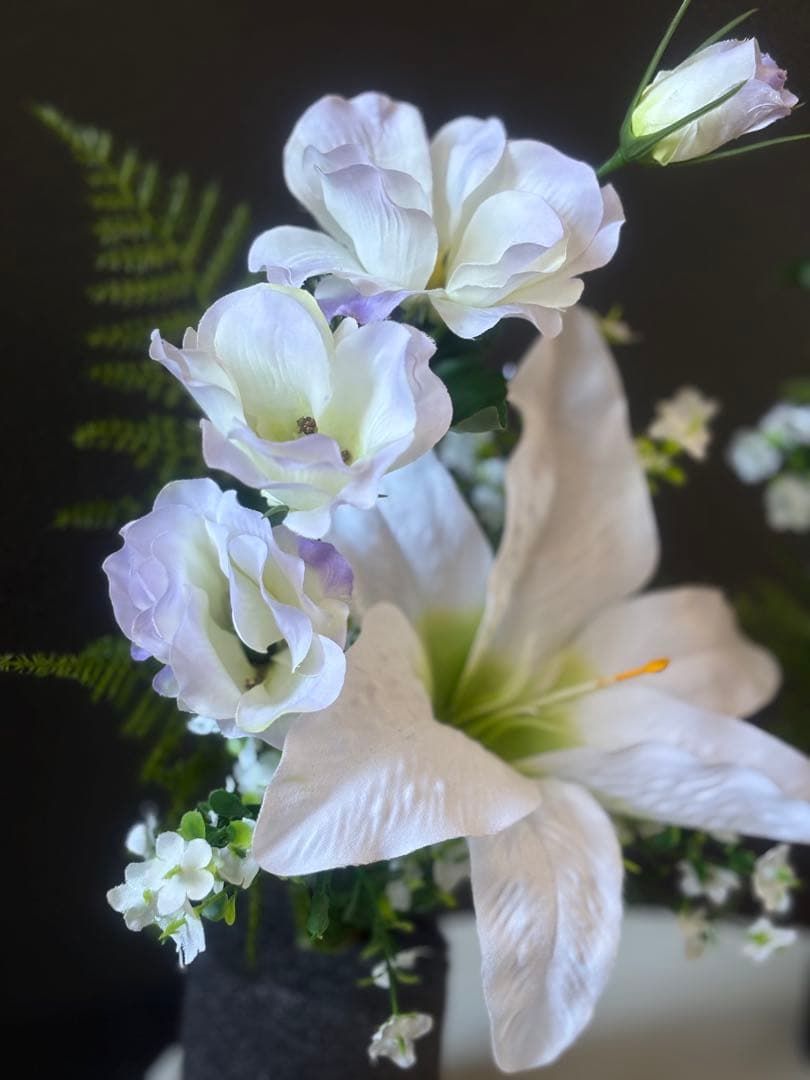 アーティフィシャルフラワー仏花　一対　お彼岸　お墓　仏壇　白　一回忌