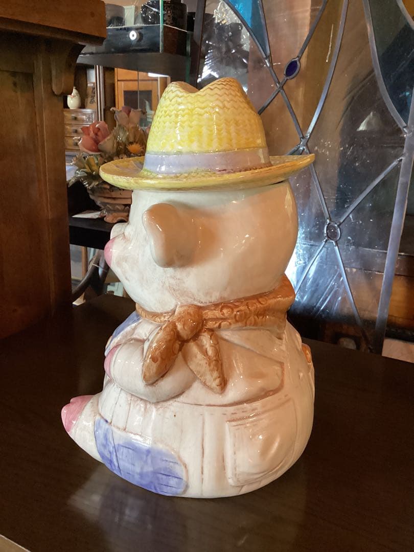 お菓子入れ　クッキージャー　ビィンテージ　ファーマーピッグ