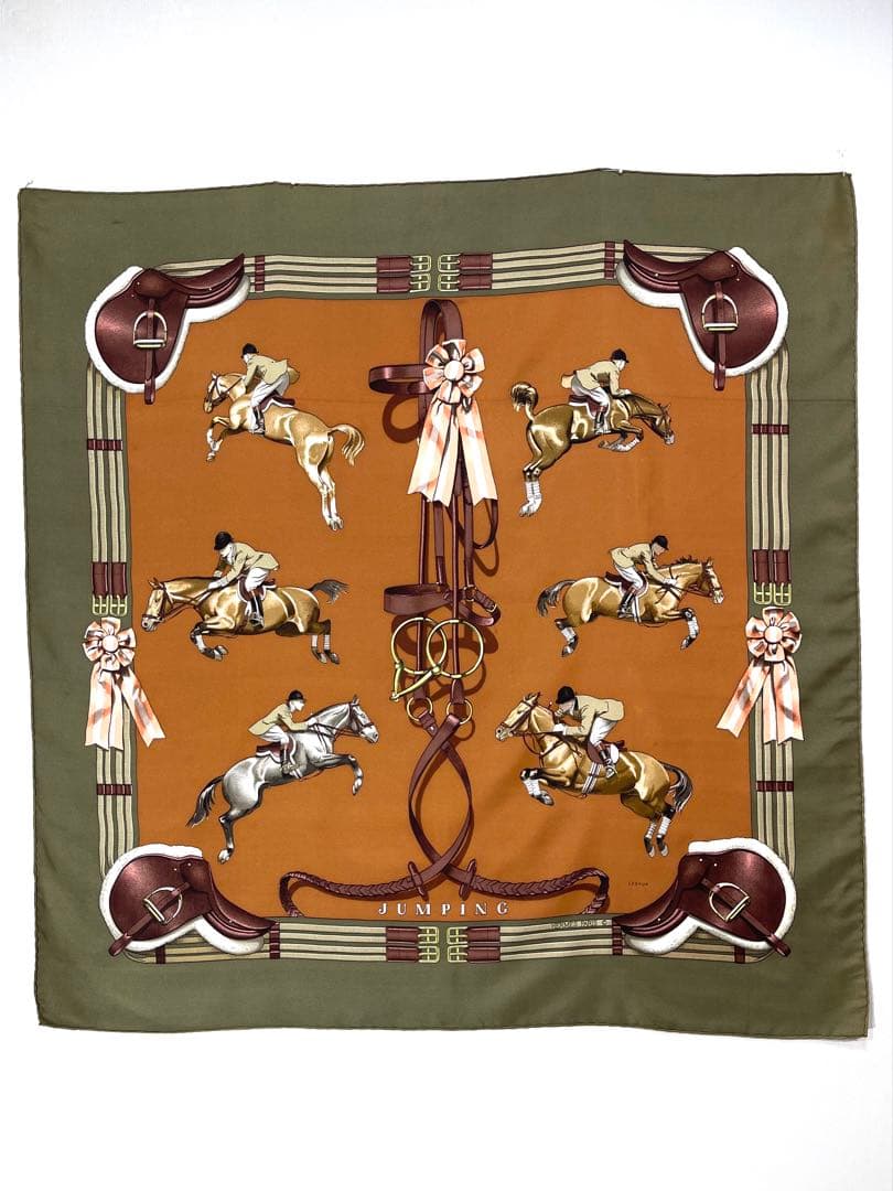 303 フランス製 エルメス HERMES JUMPING カレ 90 シルク