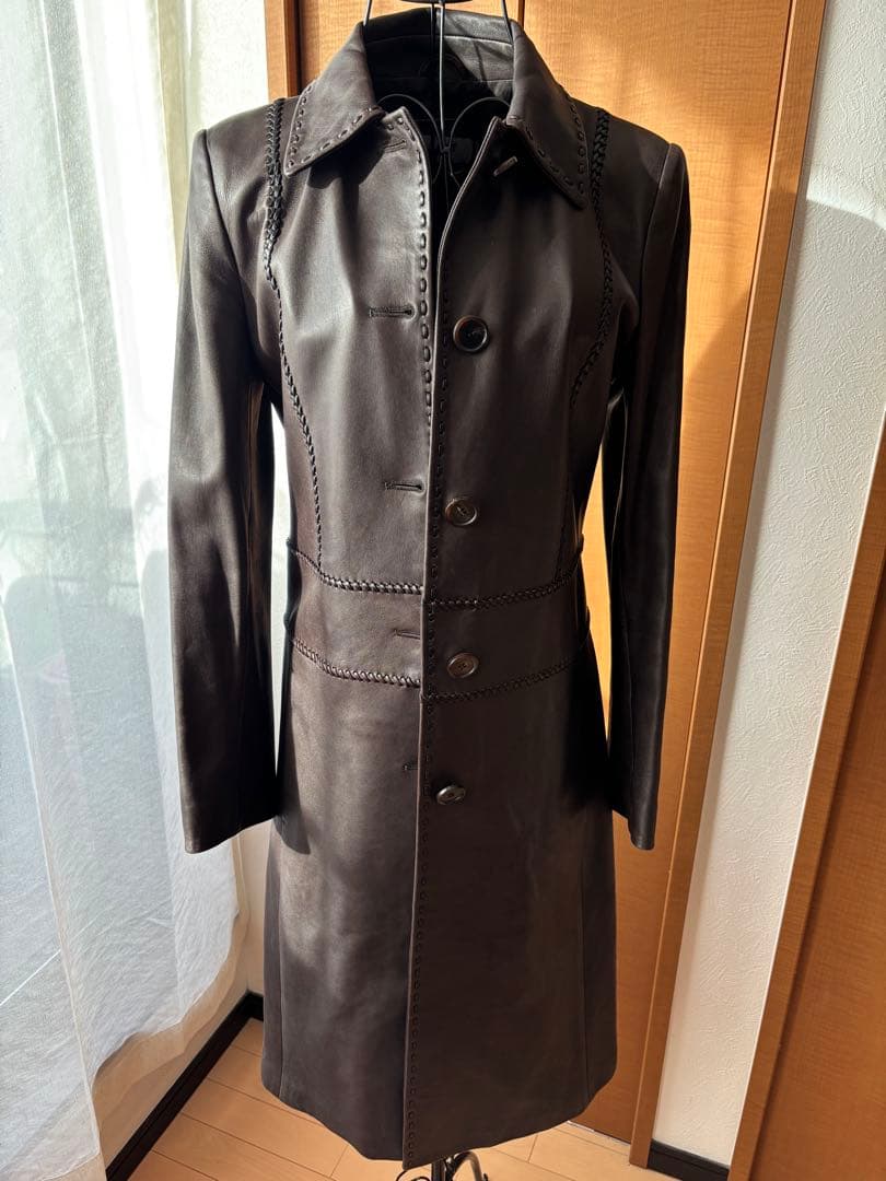 RUFFO レザーロングコート　ブラウン