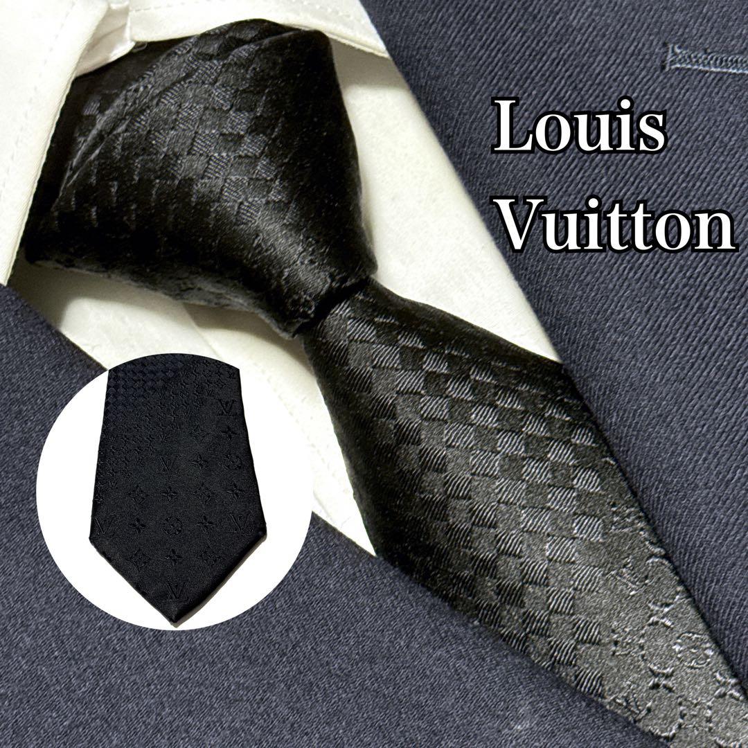 ルイヴィトン　ネクタイ　クラヴァットミックス　モノグラム　ジャガード　肉厚　黒