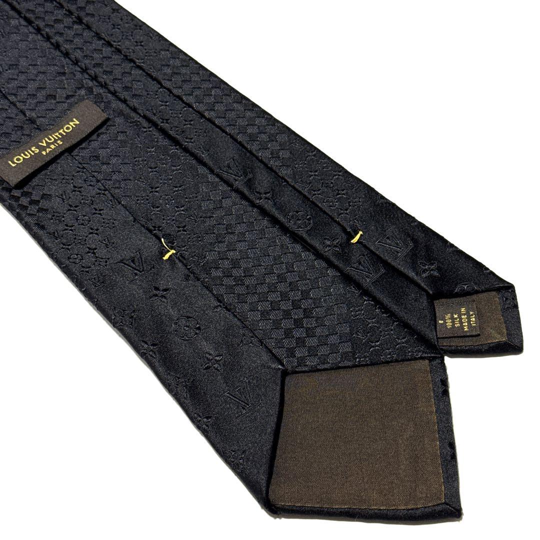 ルイヴィトン　ネクタイ　クラヴァットミックス　モノグラム　ジャガード　肉厚　黒