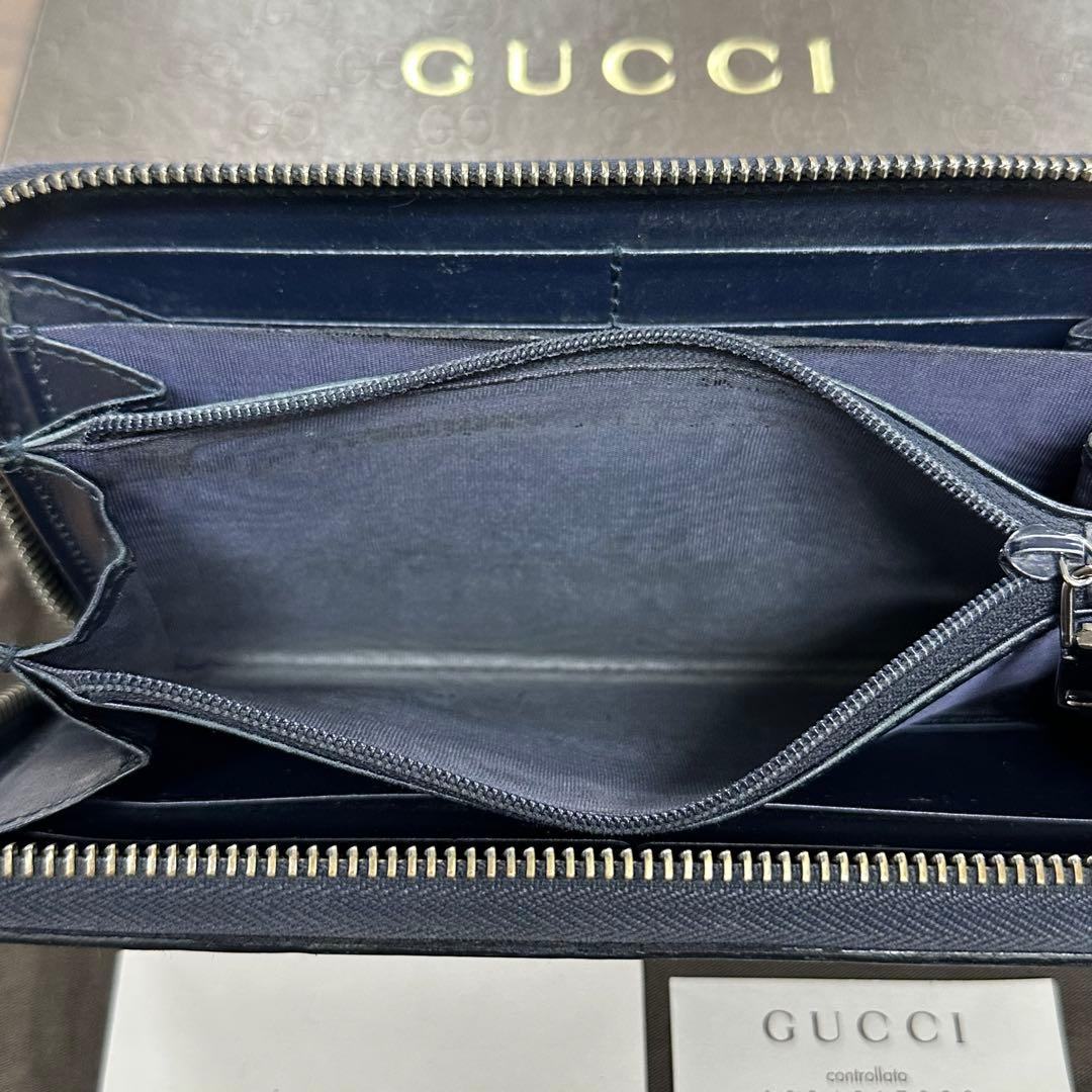 新品同様‼️ グッチ　GUCCI 財布　長財布　シマレザー　ラウンドファスナー