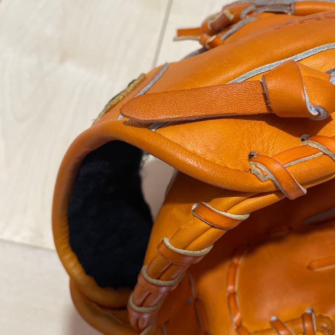 ゼット野球グローブ オレンジ レザー 編み込みスタイル　　　源田モデル