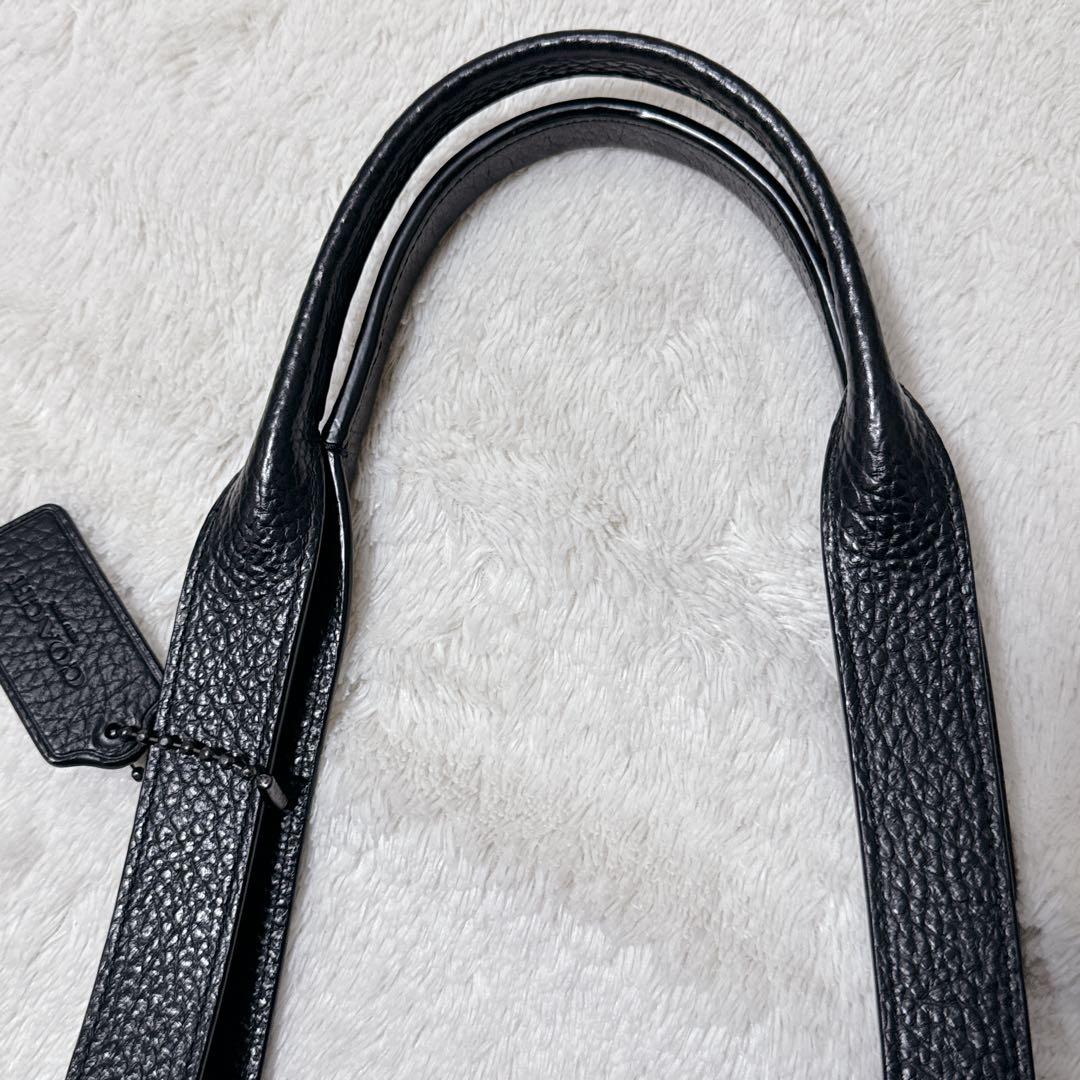 【極美品】コーチ レザートートバッグ ハミルトントートA4PC収納可 肩掛け 黒