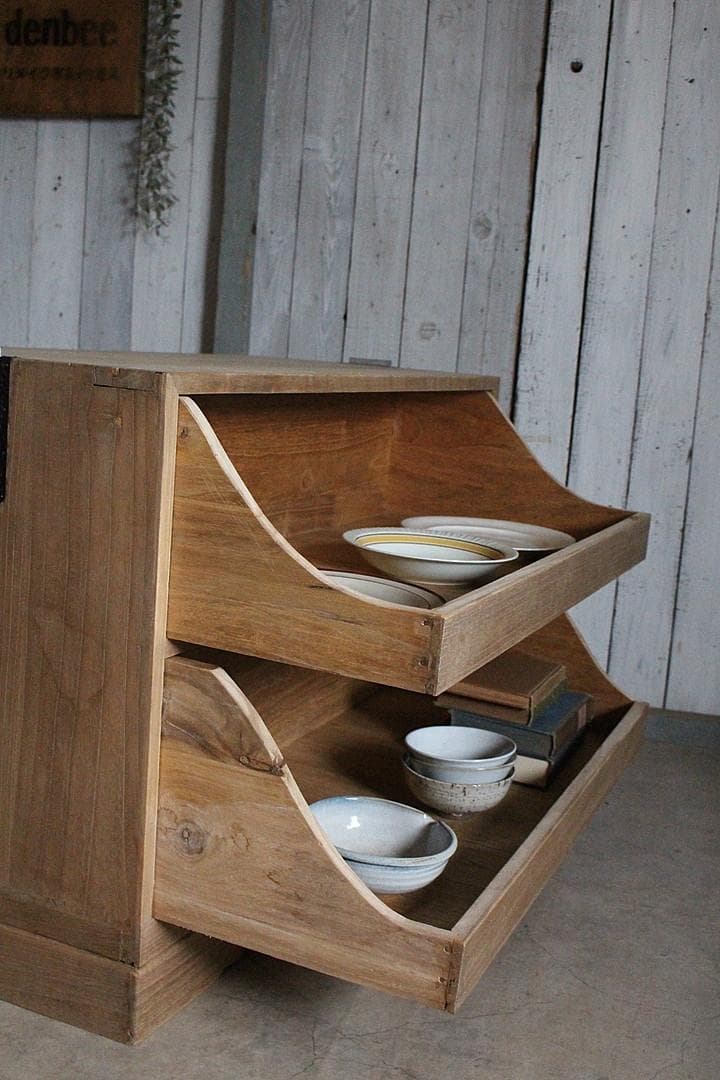 古い木製の引き出し　2段　食器棚　シャツケース　収納棚　チェスト　古家具