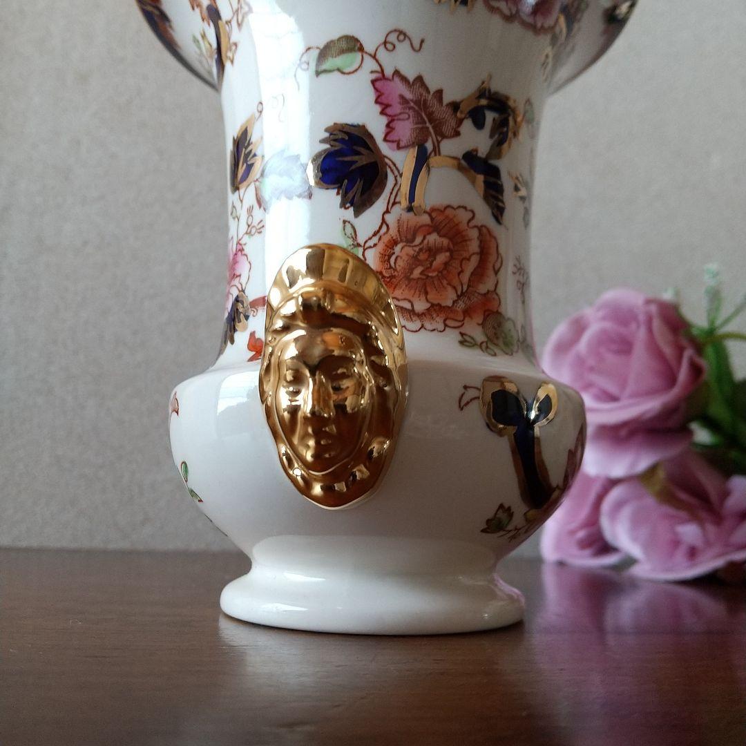 メイソンズ ブルーマンダレイ ゴールドマスク フラワーベース  花瓶